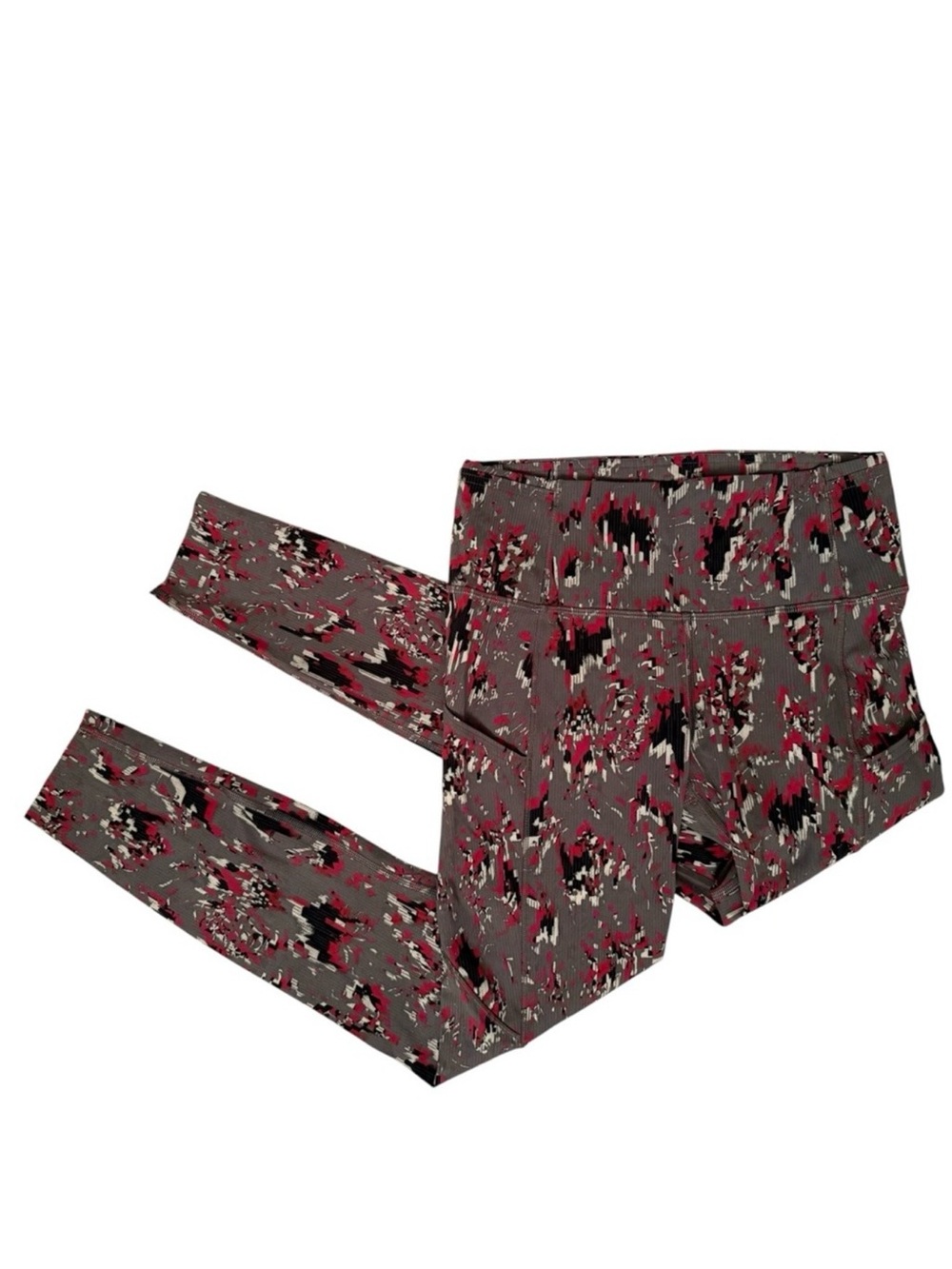 LULULEMON PANTS LEGGINGS GRAY BLACK RED WHITE PRINT SIZE 6